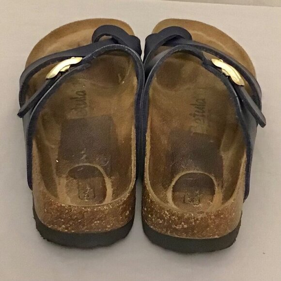 Betula 5 Birkenstock Women’s Footbed Cork Sandals Flip Flops Navy Blue Portugal - Picture 5 of 10